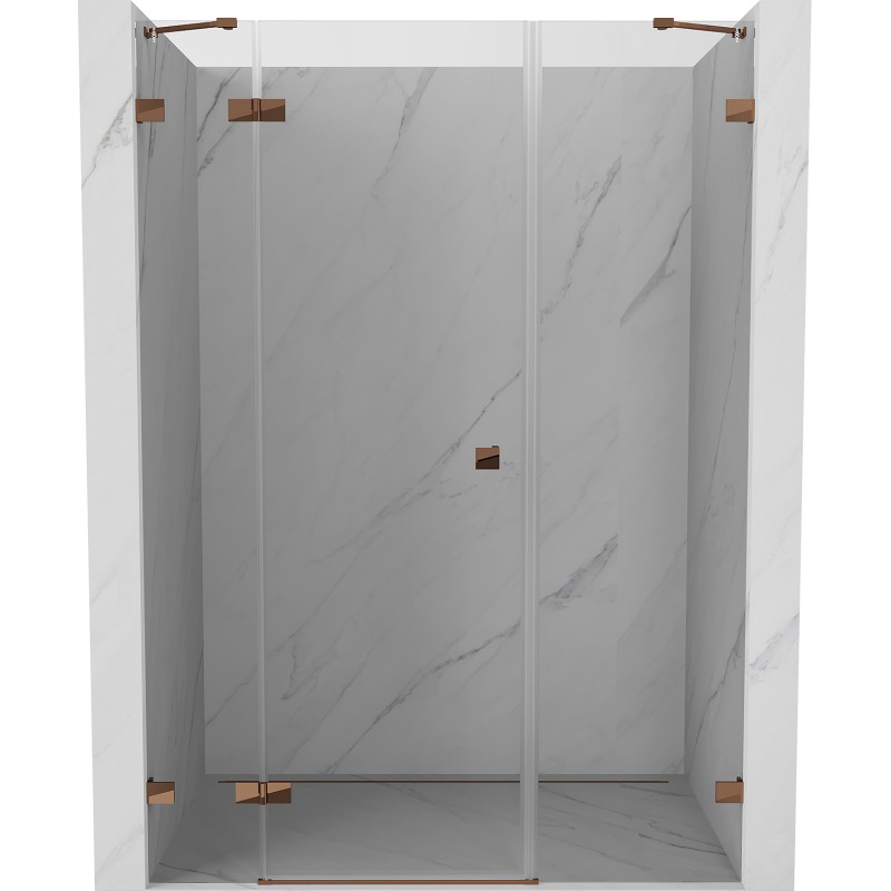Mexen Lunar drzwi prysznicowe uchylne lewe 155 cm, transparent, różowe złoto - 834S-155-050-60-00-L