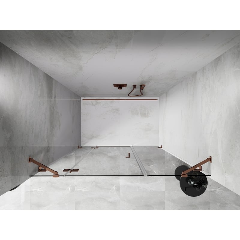 Mexen Lunar drzwi prysznicowe uchylne lewe 155 cm, transparent, różowe złoto - 834S-155-050-60-00-L