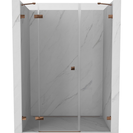 Mexen Lunar vasakpoolne duššiuks, avatav, 160 cm, läbipaistev, roosa kuld - 834S-160-050-60-00-L