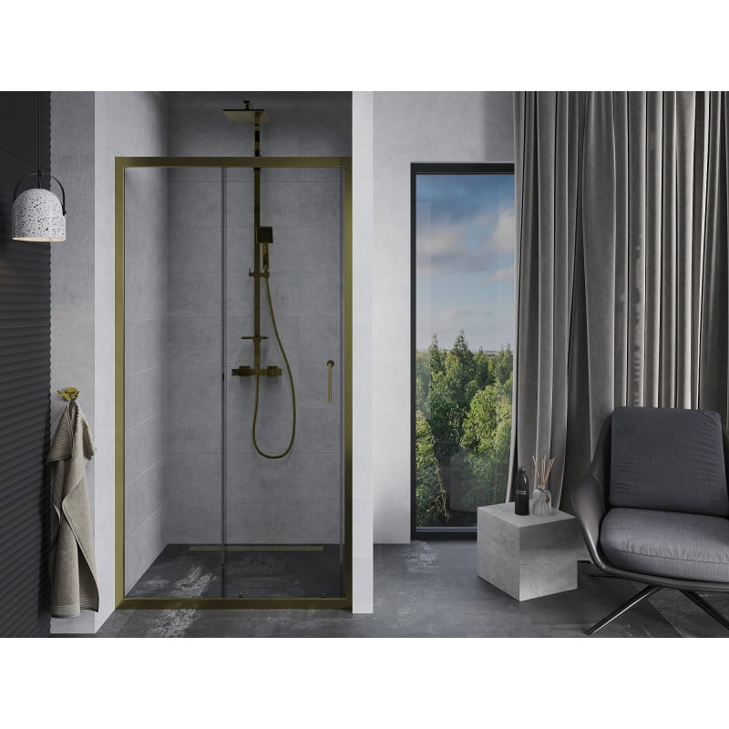 Mexen Apia sliding shower doors 100 cm, transparent, gold - 845-100-000-50-00