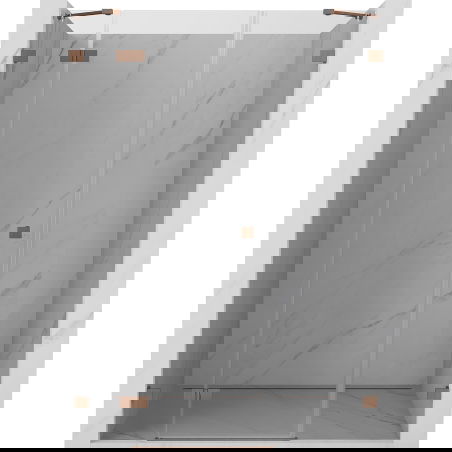 Mexen Lunar levo nihajna pršna vrata 125 cm, prosojno, brušena medenina - 834S-125-050-65-00-L