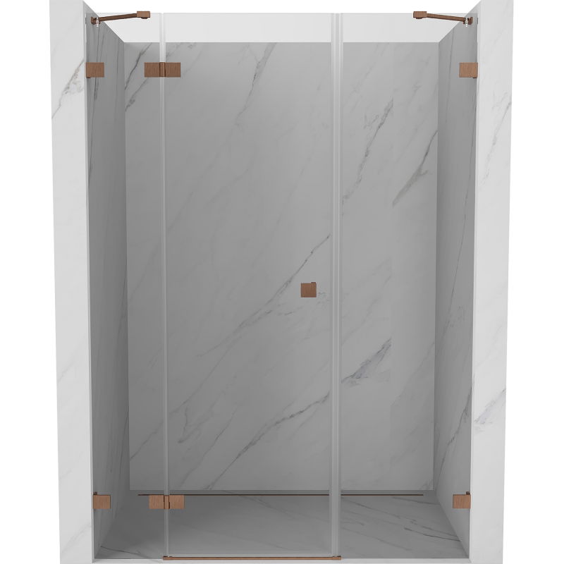 Mexen Lunar left hinged shower door 145 cm, transparent, brushed copper - 834S-145-050-65-00-L