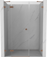 Mexen Lunar lijeva preklopna tuš vrata 145 cm, prozirna, brušena bakar - 834S-145-050-65-00-L