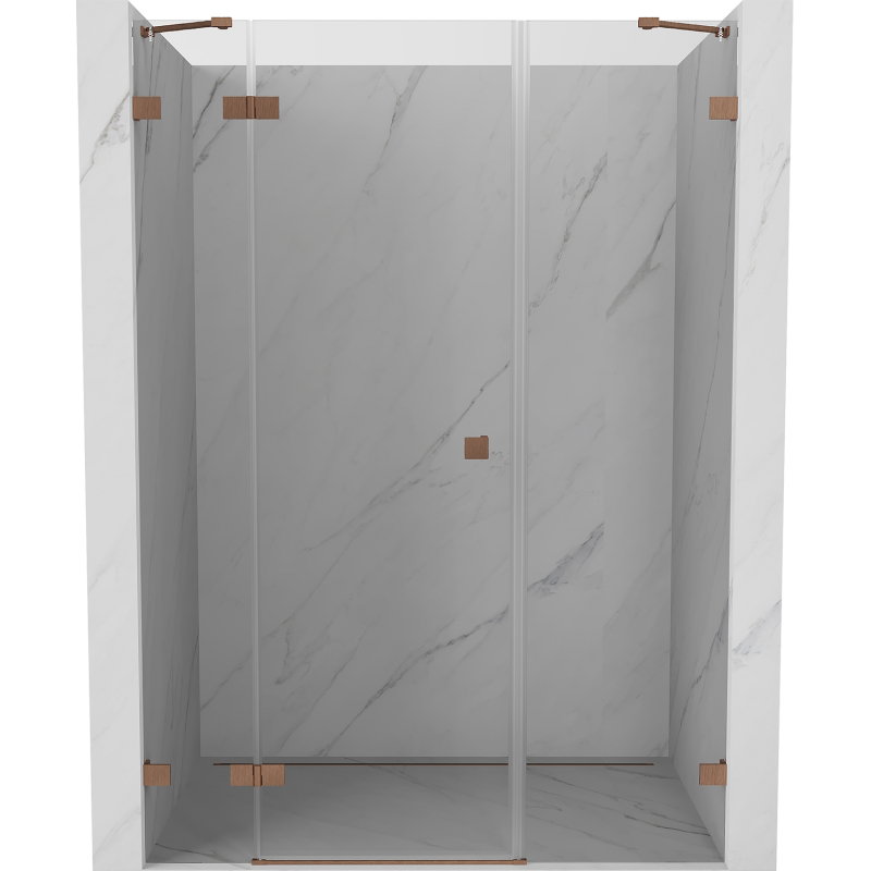 Mexen Lunar left hinged shower door 155 cm, transparent, brushed copper - 834S-155-050-65-00-L