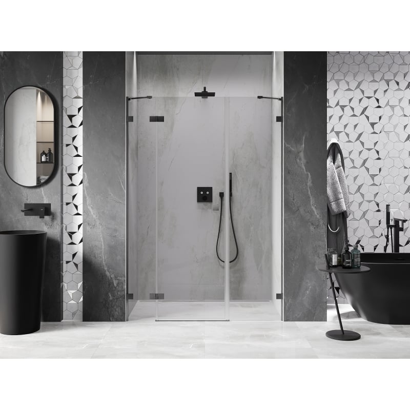 Mexen Lunar 120 cm Left Hinged Shower Door, Transparent, Brushed Gun Gray - 834S-120-050-66-00-L