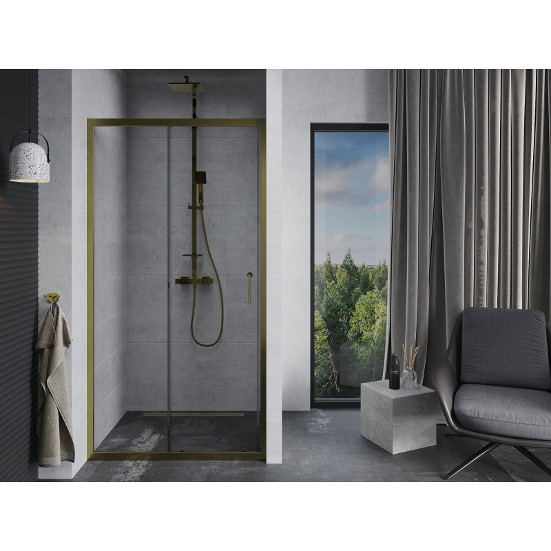 Mexen Apia Schiebetür Dusche 110 cm, transparent, gold - 845-110-000-50-00