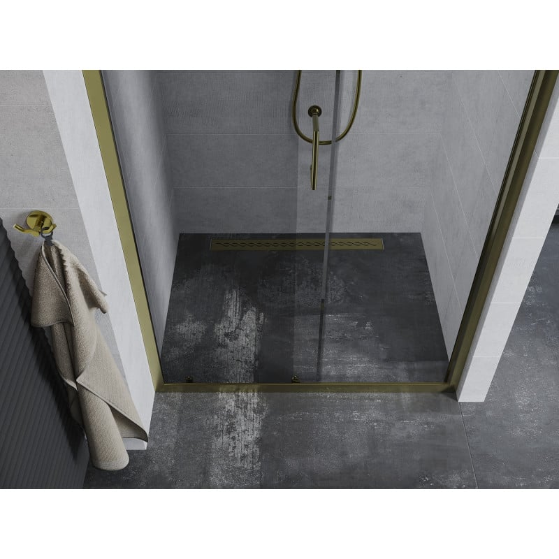 Mexen Apia drzwi prysznicowe rozsuwane 110 cm, transparent, złote - 845-110-000-50-00