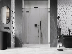 Mexen Lunar porte de douche pivotante gauche 140 cm, transparent, gris canon brossé - 834S-140-050-66-00-L