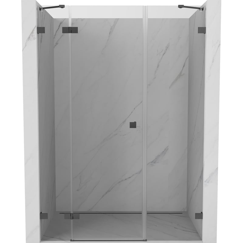 Mexen Lunar puerta de ducha abatible izquierda 145 cm, transparente, gris pistola cepillado - 834S-145-050-66-00-L