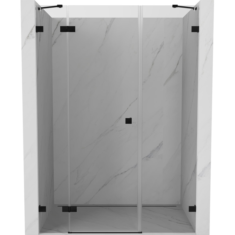 Mexen Lunar dušinurk pöördustega vasak 160 cm, läbipaistev, must - 834S-160-050-70-00-L