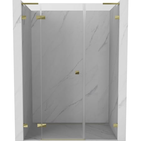 Mexen Lunar L lijeva preklopna tuš vrata 155 cm, prozirna, zlatna - 834SL-155-050-50-00-L