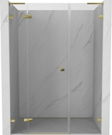 Mexen Lunar L lijeva preklopna tuš vrata 155 cm, prozirna, zlatna - 834SL-155-050-50-00-L