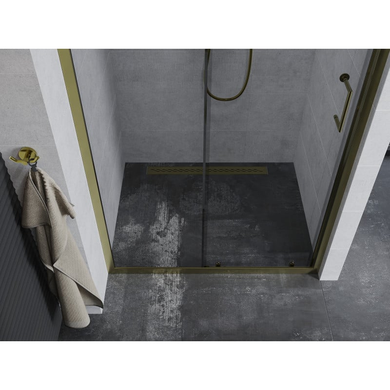 Mexen Apia drzwi prysznicowe rozsuwane 135 cm, transparent, złote - 845-135-000-50-00