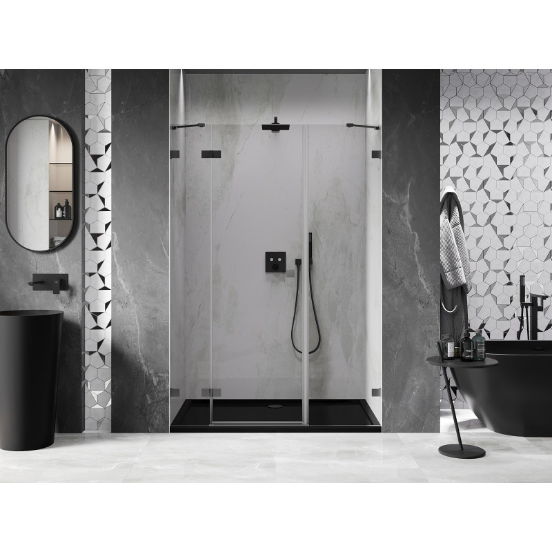Mexen Lunar vasakule avatavad dušiuksed 145 cm, läbipaistev, gun metal - 834S-145-050-95-00-L