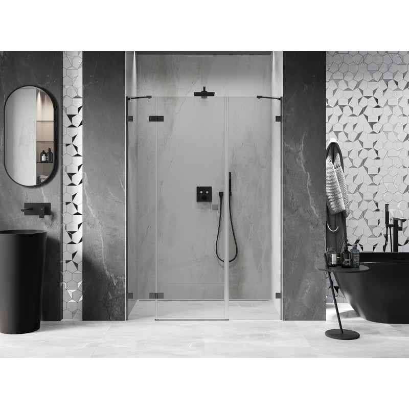Mexen Lunar 160 cm Left Hinged Shower Door, Transparent, Gun Metal - 834S-160-050-95-00-L