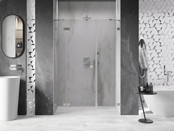 Mexen Lunar Duschtür links 125 cm, transparent, gebürstetes Nickel - 834S-125-050-97-00-L