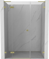 Mexen Lunar L lijeva preklopna tuš vrata 125 cm, prozirna, zlatno četkana - 834SL-125-050-55-00-L