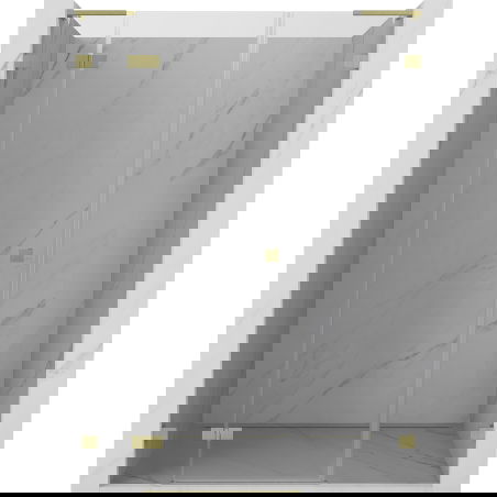 Mexen Lunar L vänsterhängda duschdörrar 130 cm, transparent, borstad guld - 834SL-130-050-55-00-L