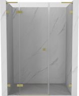 Mexen Lunar L drzwi prysznicowe uchylne lewe 130 cm, transparent, złote szczotkowane - 834SL-130-050-55-00-L