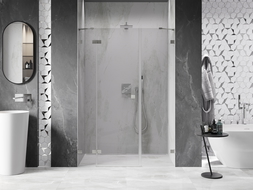 Mexen Lunar porta de duche de abrir para a esquerda 140 cm, transparente, níquel escovado - 834S-140-050-97-00-L