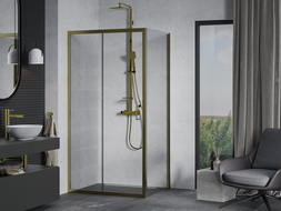 Mexen Apia Schiebeduschkabine 90 x 80 cm, transparent, gold - 840-090-080-50-00