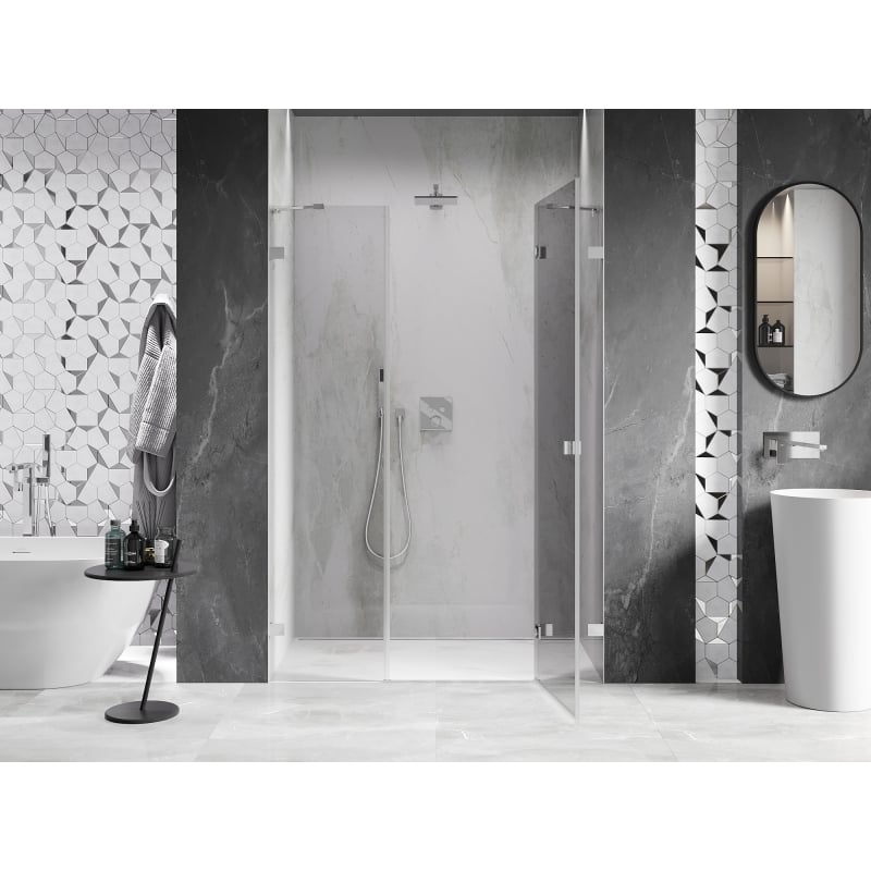 Mexen Lunar drzwi prysznicowe uchylne prawe 135 cm, transparent, chrom - 834S-135-050-01-00-P