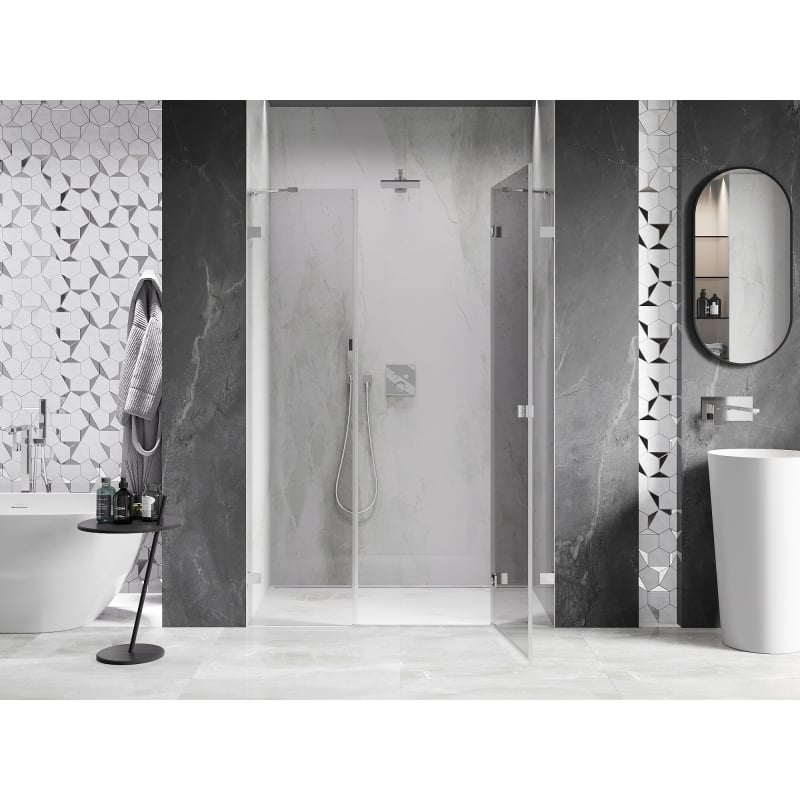 Mexen Lunar parema käe hingedega dušiuks 150 cm, läbipaistev, kroom - 834S-150-050-01-00-P