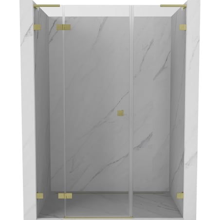 Mexen Lunar L drzwi prysznicowe uchylne lewe 145 cm, transparent, złote szczotkowane - 834SL-145-050-55-00-L