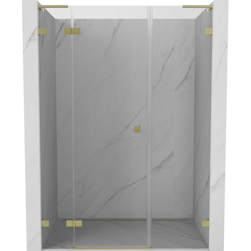 Mexen Lunar L porta de duche com dobradiças à esquerda, 155 cm, transparente, ouro escovado - 834SL-155-050-55-00-L