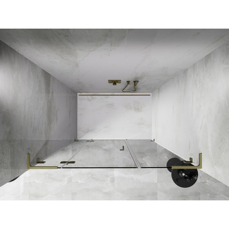 Mexen Lunar L left swing shower door 160 cm, transparent, brushed gold - 834SL-160-050-55-00-L