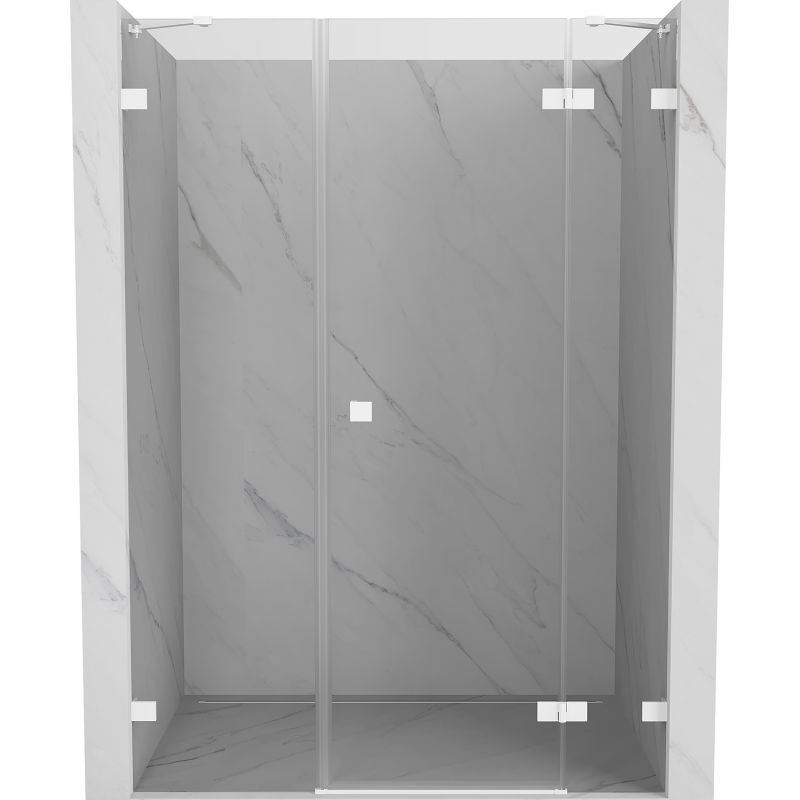 Mexen Lunar porta doccia a battente destra 135 cm, trasparente, bianco - 834S-135-050-20-00-P