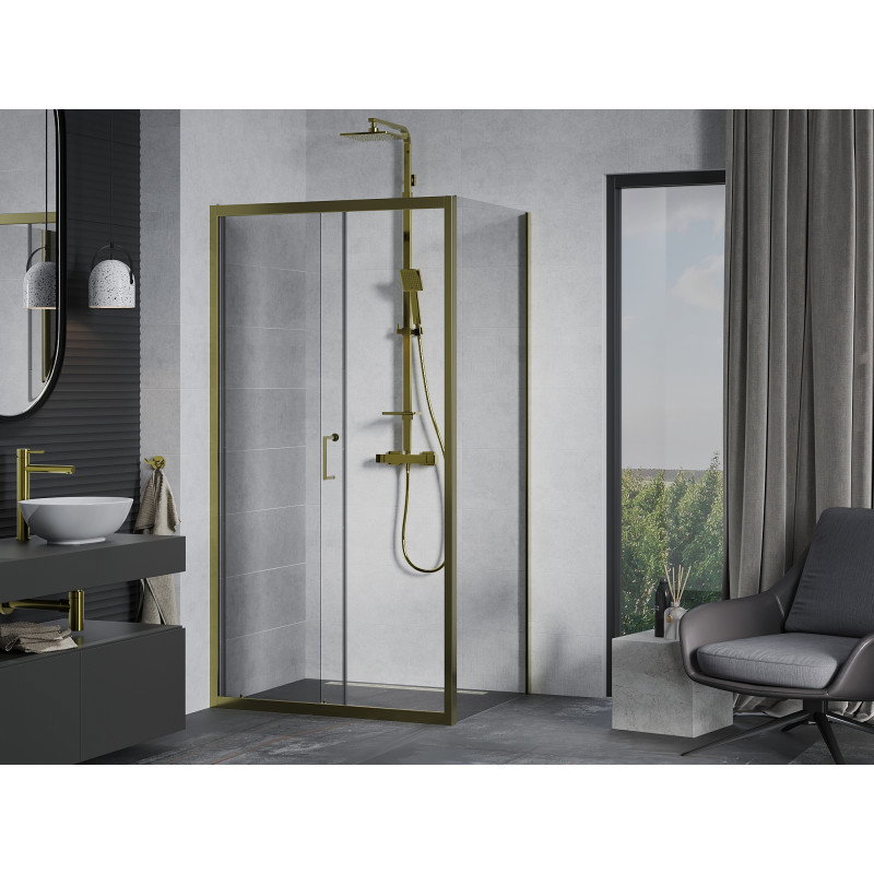 Mexen Apia verréckelsmauerde Duschkabinn 95 x 80 cm, transparent, a mattem Gold - 840-095-080-50-00