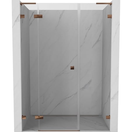 Mexen Lunar L drzwi prysznicowe uchylne lewe 120 cm, transparent, różowe złoto - 834SL-120-050-60-00-L