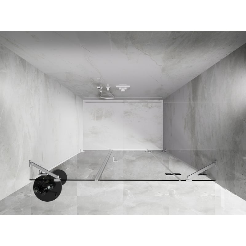 Mexen Lunar porte de douche pivotante droite 155 cm, transparent, blanc - 834S-155-050-20-00-P