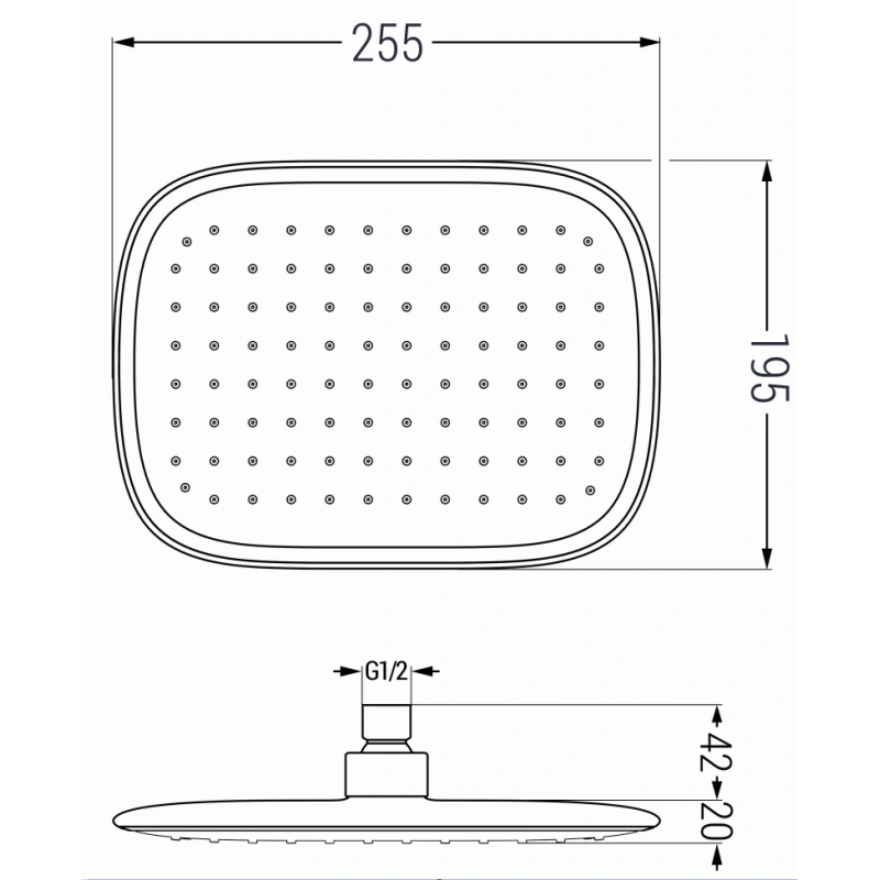Mexen D-49 deszczownica 25x19 cm, biała/złota - 79749-25