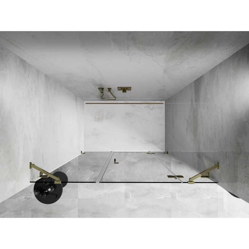Mexen Lunar drzwi prysznicowe uchylne prawe 125 cm, transparent, złote - 834S-125-050-50-00-P
