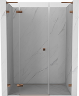 Mexen Lunar L left-side hinged shower door 150 cm, transparent, rose gold - 834SL-150-050-60-00-L