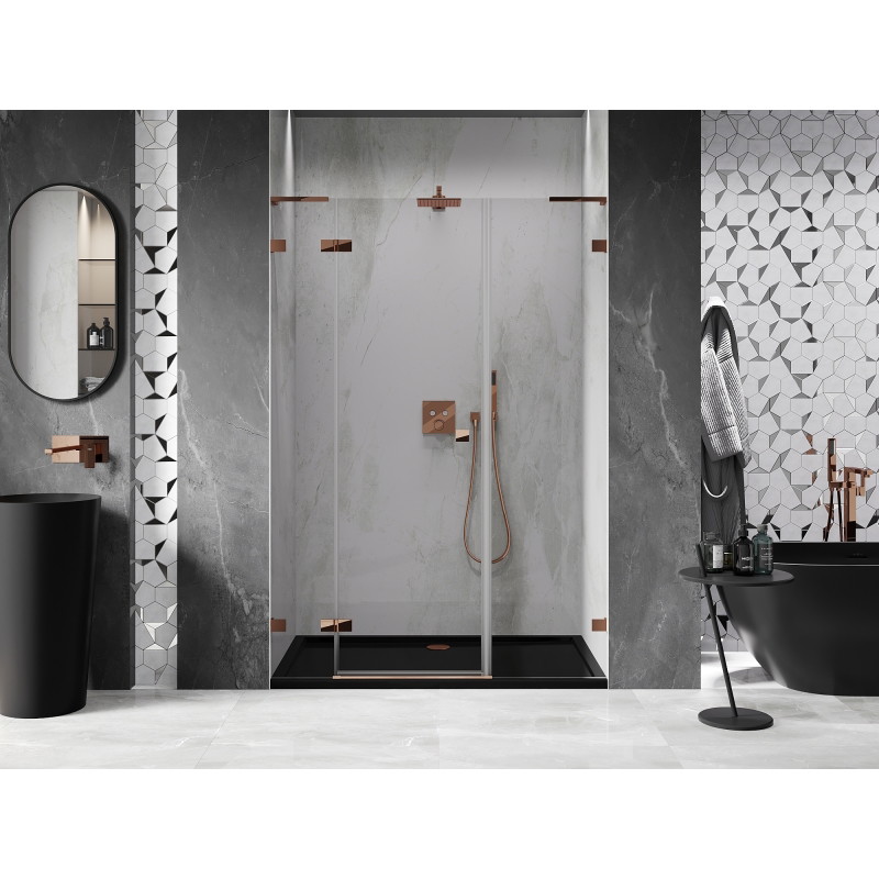 Mexen Lunar L dušiuks vasakpoolne 150 cm, läbipaistev, roosa kuld - 834SL-150-050-60-00-L