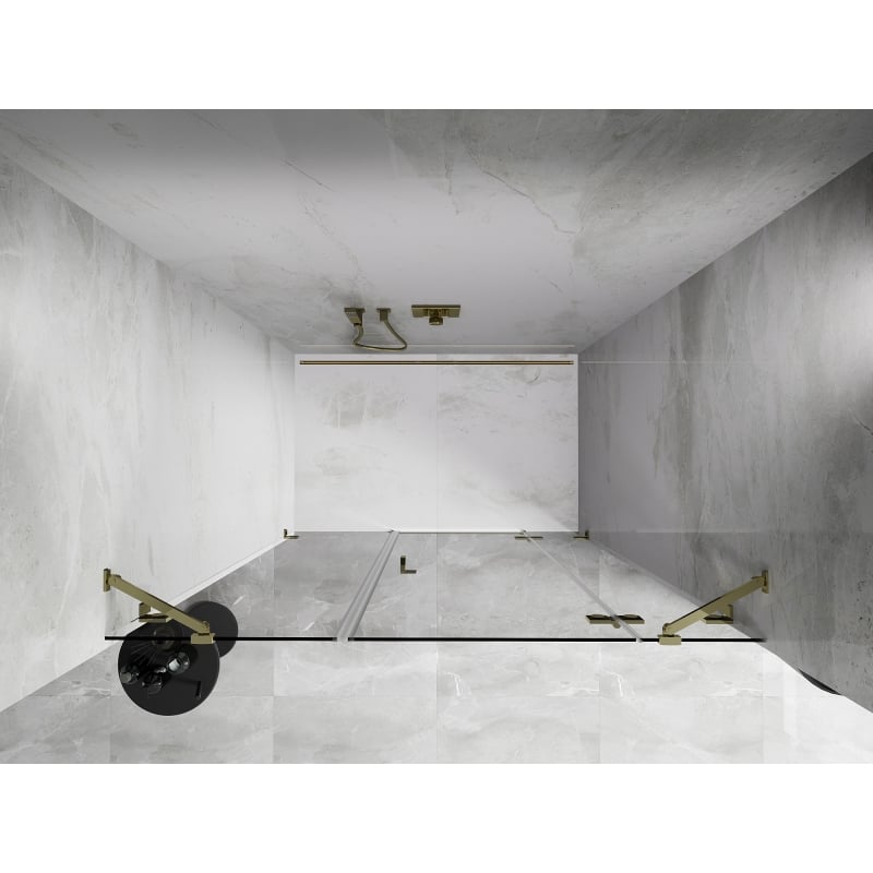 Mexen Lunar drzwi prysznicowe uchylne prawe 155 cm, transparent, złote - 834S-155-050-50-00-P