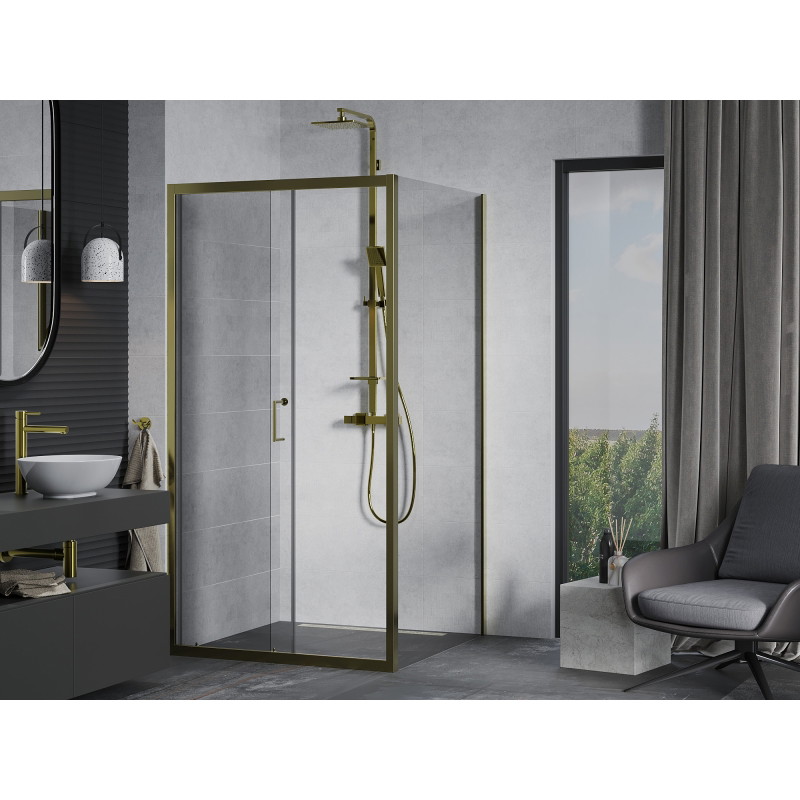 Mexen Apia Schiebeduschkabine 100 x 100 cm, transparent, gold - 840-100-100-50-00