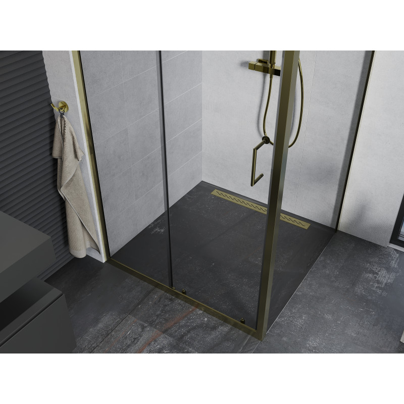 Mexen Apia Schiebedusche 100 x 100 cm, transparent, gold - 840-100-100-50-00