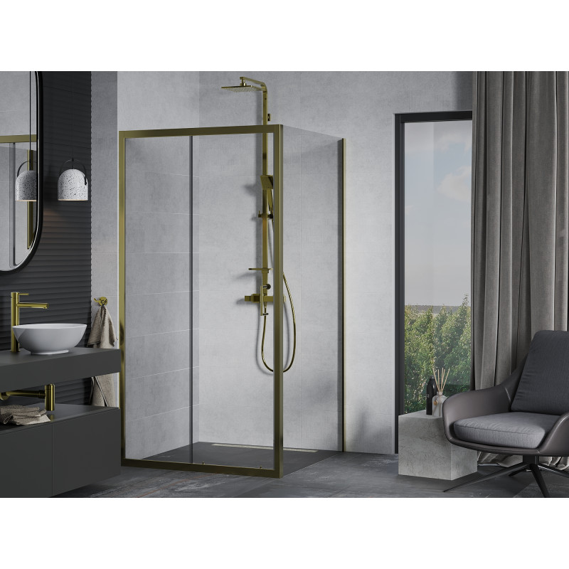 Mexen Apia Schiebedusche 100 x 100 cm, transparent, gold - 840-100-100-50-00
