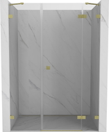 Mexen Lunar desna preklopna tuš vrata 135 cm, prozirna, zlatna brušena - 834S-135-050-55-00-P