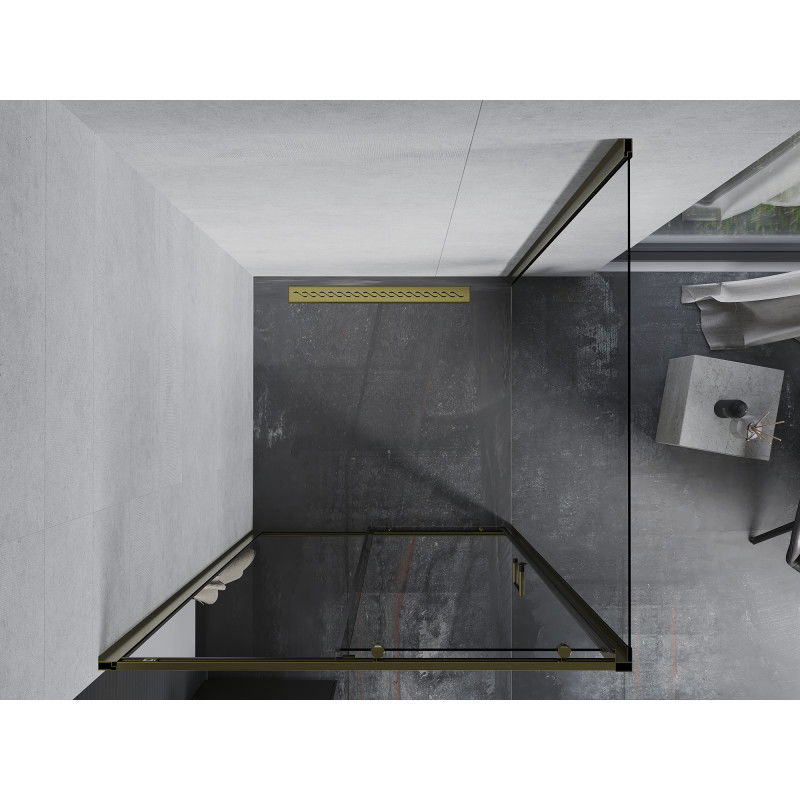 Mexen Apia cabina doccia scorrevole 100 x 100 cm, trasparente, oro - 840-100-100-50-00