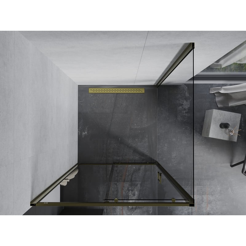 Mexen Apia cabine de douche coulissante 100 x 100 cm, transparent, or - 840-100-100-50-00