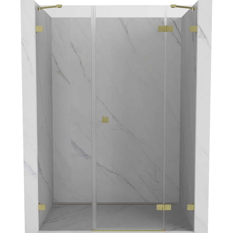 Mexen Lunar right hinged shower door 155 cm, transparent, brushed gold - 834S-155-050-55-00-P