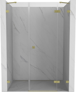 Mexen Lunar draaibare douchedeur rechts 160 cm, transparant, geborsteld goud - 834S-160-050-55-00-P