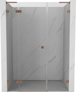 Mexen Lunar L lijeva preklopna tuš vrata 140 cm, prozirna, brušena bakar - 834SL-140-050-65-00-L