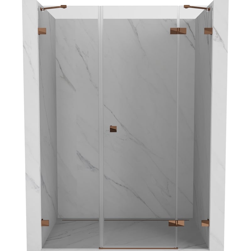 Mexen Lunar drzwi prysznicowe uchylne prawe 140 cm, transparent, różowe złoto - 834S-140-050-60-00-P