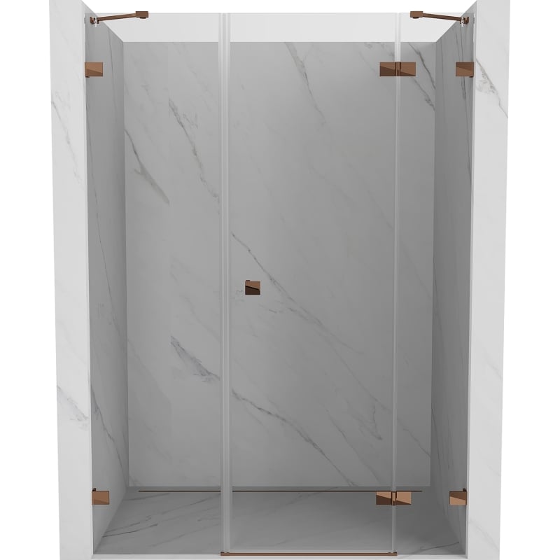 Mexen Lunar pööratav dušiuks, parem, 145 cm, läbipaistev, roosa kuld - 834S-145-050-60-00-P